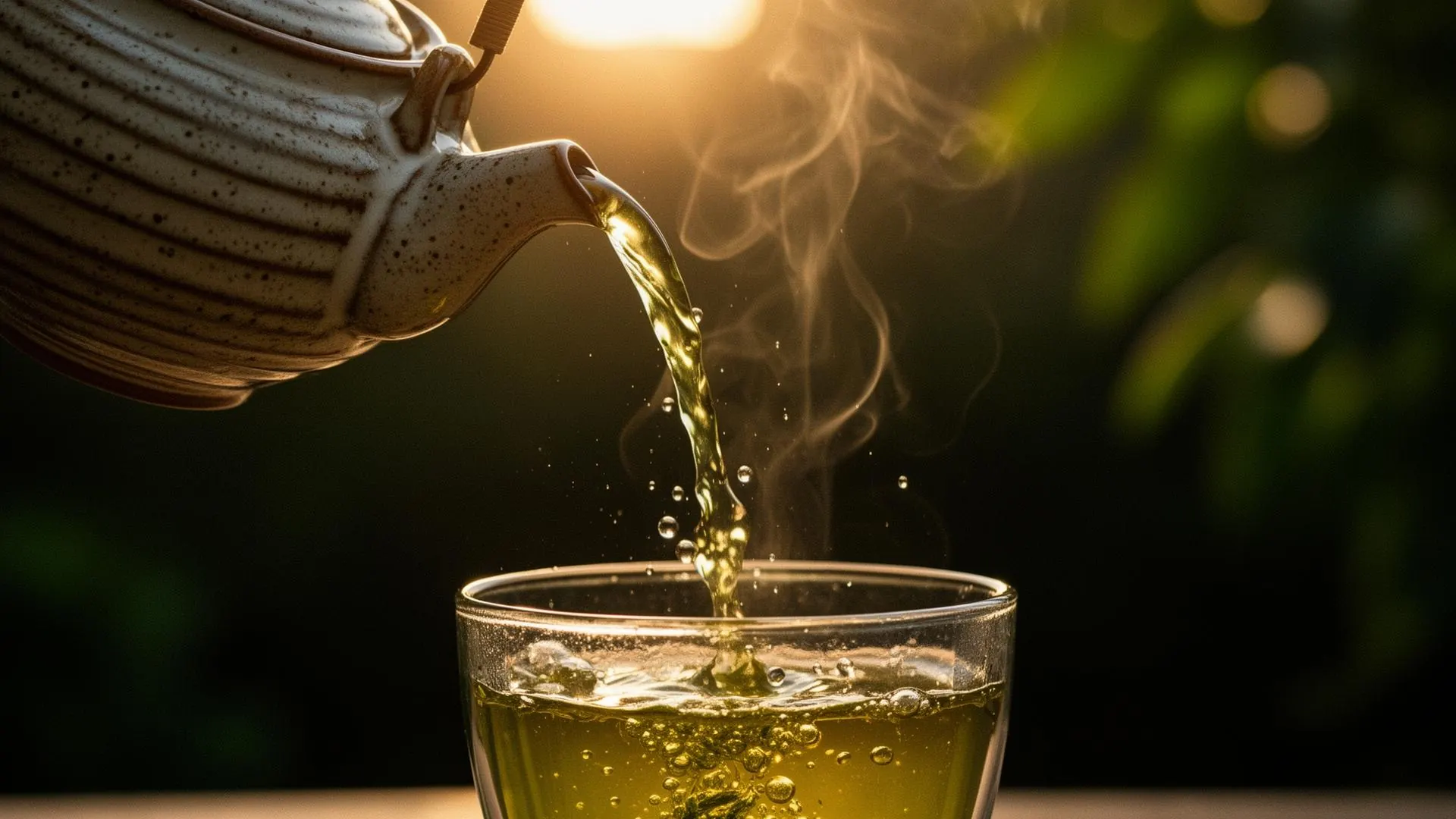 Tea being poured into a cup at the Weneora studio